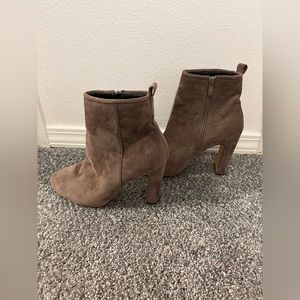 Taupe Suede Heeled Boots